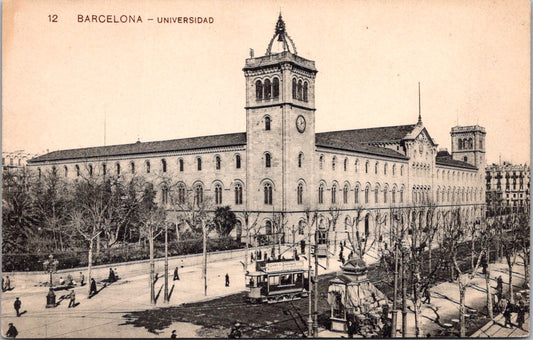 Old Vintage Postcard A Panoramic View OF University Of Barcelona Spain Unposted