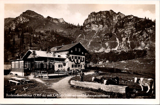 Vintage Postcard Floor Cutting House With Giphel And Hohenpeissenberg Germany