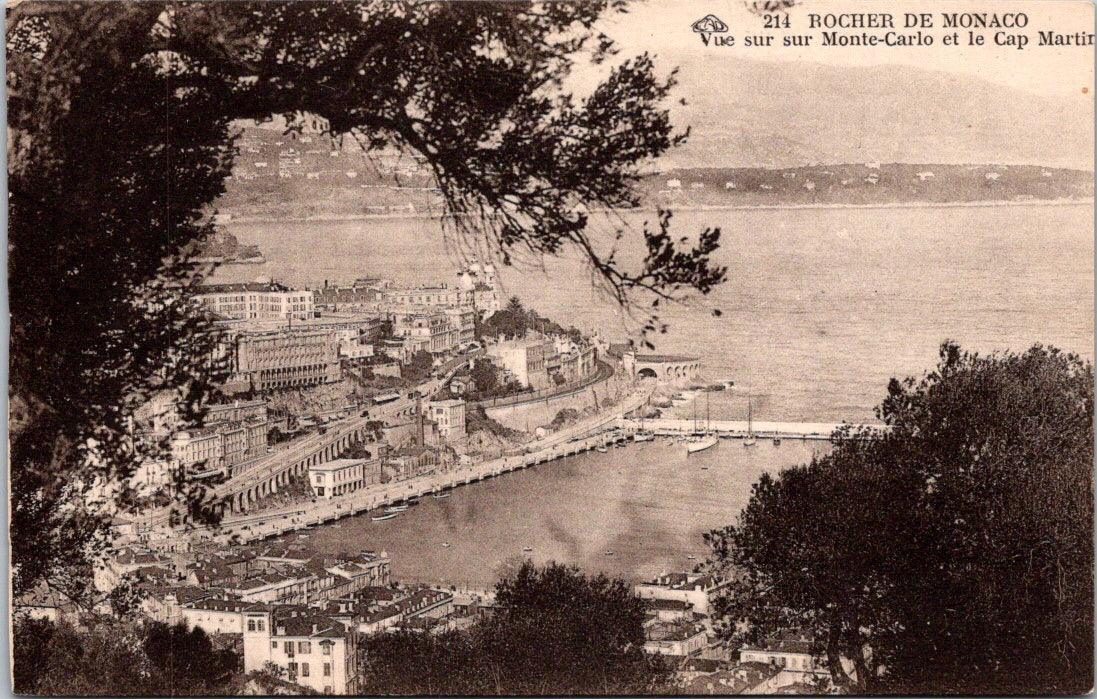 Vintage Postcard View Of Monte Carlo And Cap Martin Rock of Monaco Unposted