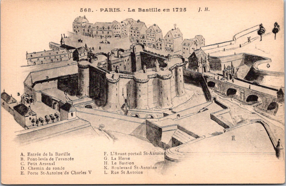 Vintage Postcard The Bastille In 1725 Saint-Antoine Paris France Unposted