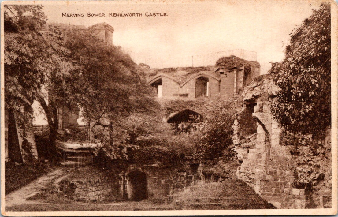 Vintage Postcard Mervin's Bower Kenilworth Castle Warwickshire England Unposted