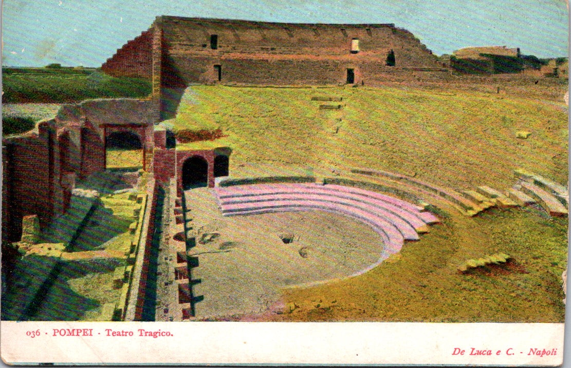 Old Vintage Postcard Teatro Tragico Pompei Naples Italy Unposted