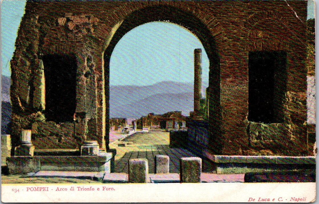 Vintage Postcard Arco Di Trionfo E Foro Pompeii Naples Italy Unposted