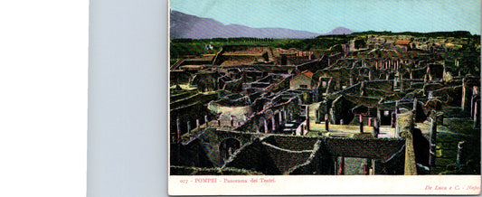 Vintage Postcard Panoramic View Of Theatre of Pompeii Naples Italy Unposted