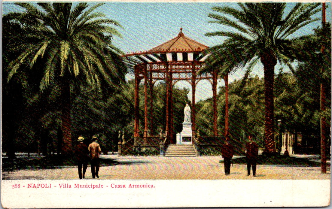 Vintage Postcard Villa Municipale Cassa Armonica Naples Italy Unposted