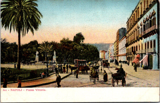 Vintage Postcard The Piazza della Vittoria In Naples Italy Unposted