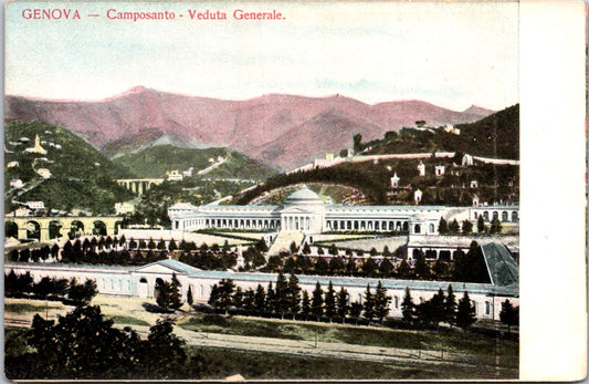 Vintage Postcard General View Of Cemetery Genova Italy Unposted