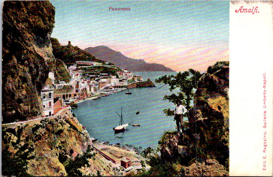 Vintage Postcard A Panoramic View Of Amalfi Campania Italy Unposted