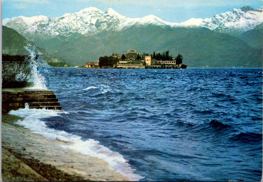 Vintage Postcard Lake Maggiore Isola Bella Italy Storm On The Lake Unposted