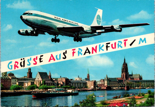 Vintage Postcard Greetings Frankfurt City Germany Unposted