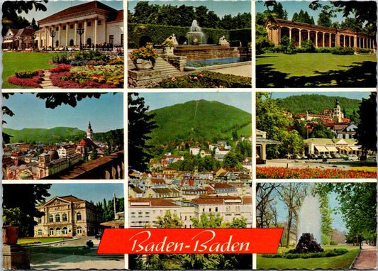 Vintage Postcard Beautiful Scenes At Baden-Baden Spa Town Germany Unposted