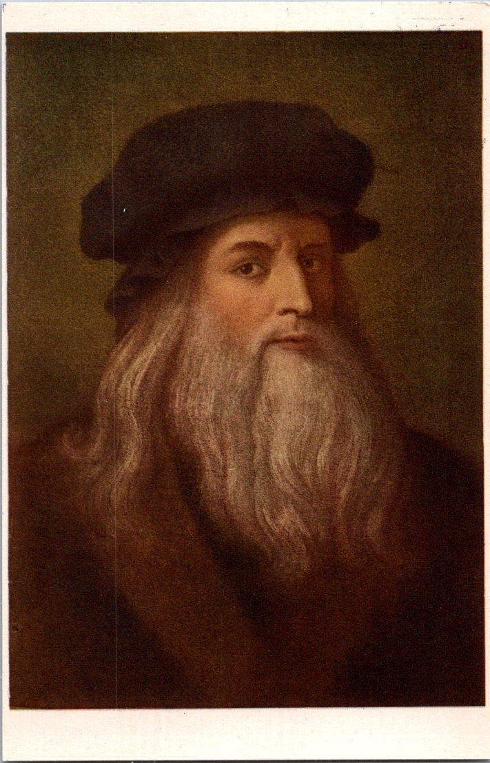 Vintage Postcard Self Portrait Of Leonardo Da Vinci Uffizi Gallery Italy