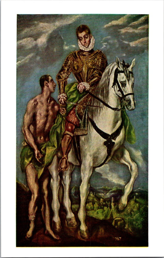 Vintage Postcard Saint Martin and the Beggar By El Greco National Art Gallery