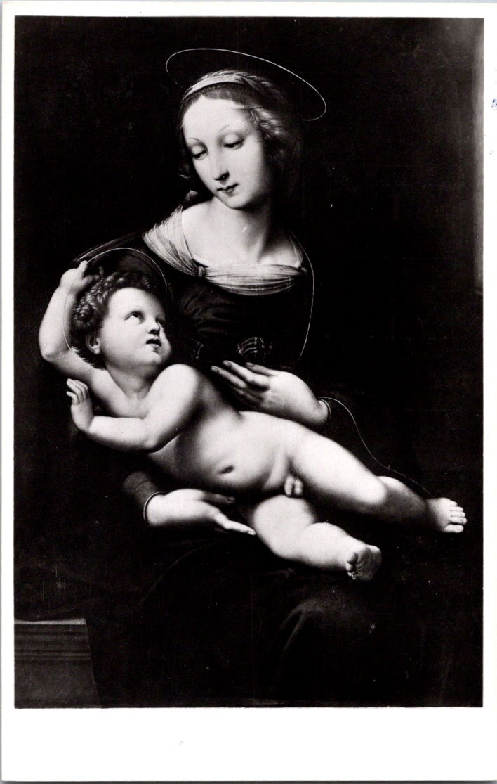 Vintage Postcard The Virgin With Baby Jesus Naples National Museum Italy