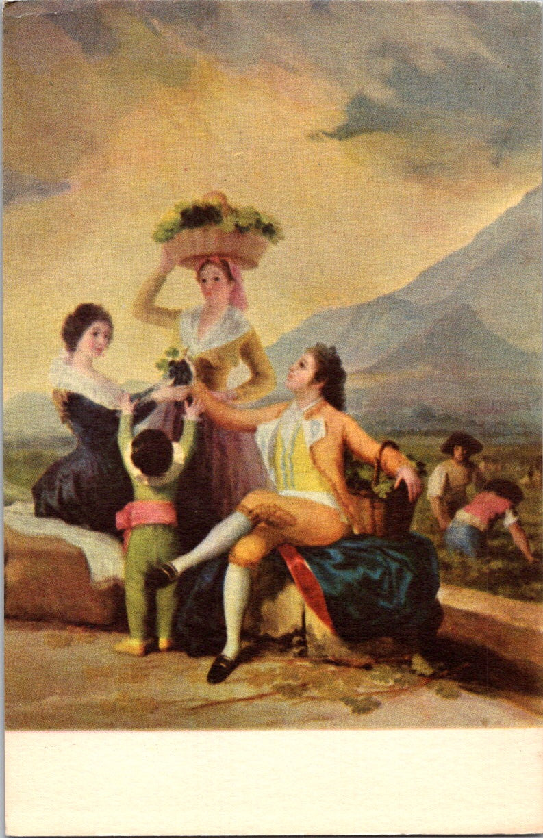 Vintage Postcard The Grape Harvest Painting By Francisco Goya Spain Unposted