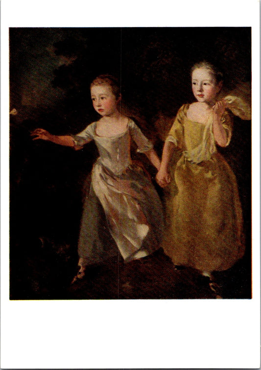 Vintage Postcard The Painter's Daughters Chasing a Butterfly By Gainsborough