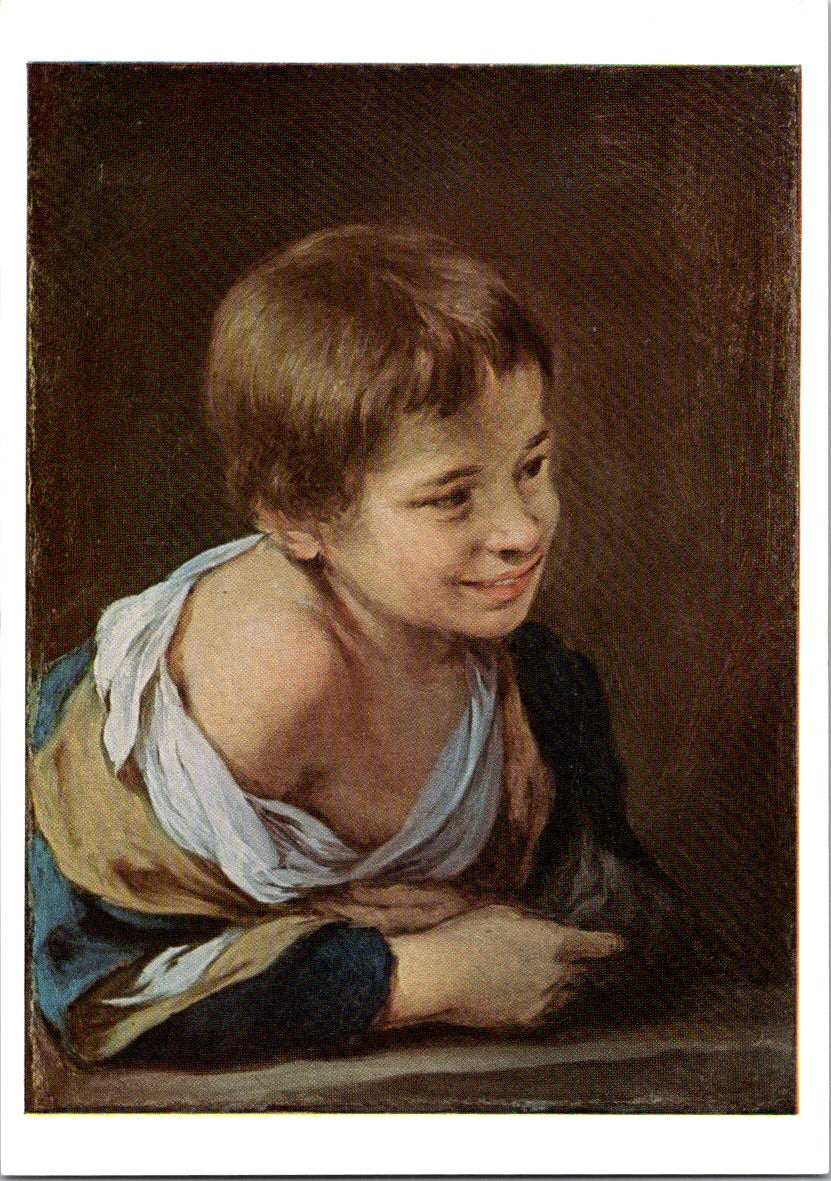 Vintage Postcard A Peasant Boy Leaning On A Sill BY Bartolomé Esteban Murillo