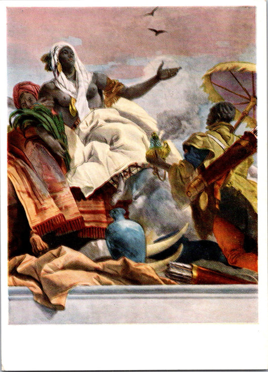 Vintage Postcard Africa Ceiling Painting Treppenhaus Residenz Würzburg Germany