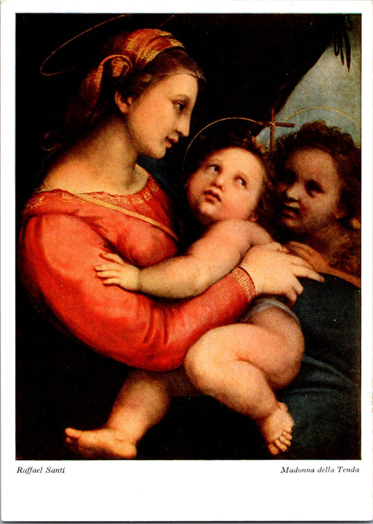 Vintage Postcard Madonna Della Tenda Raphael Santi Munich Germany Unposted