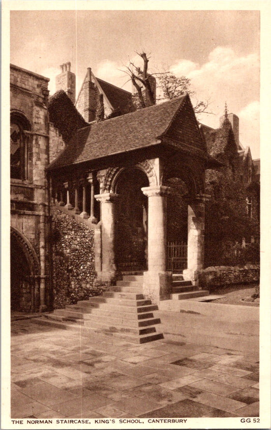 Vintage Postcard The Norman Staircase King's School Canterbury England Unposted