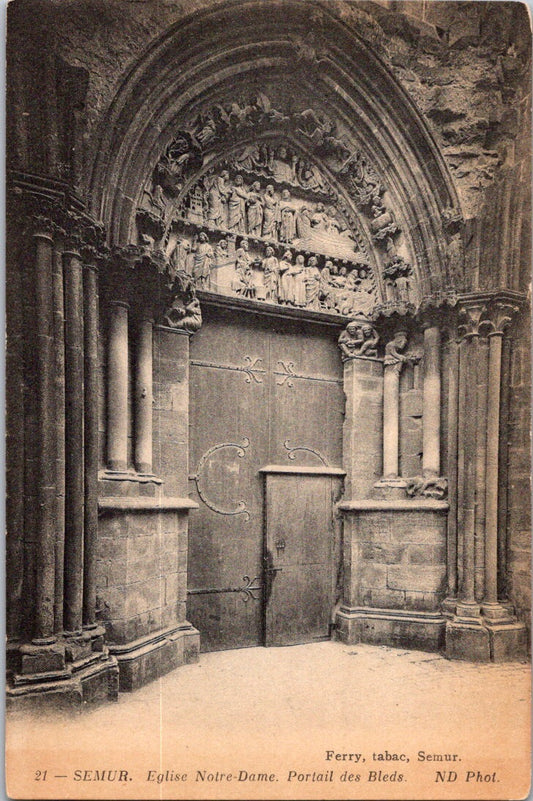 Vintage Postcard Blade Portal Notre Dame Church Semur France Unposted