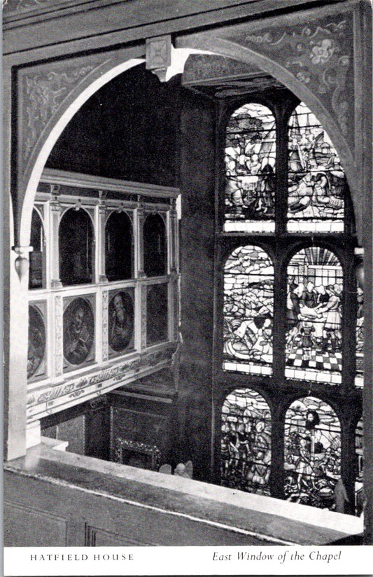 Vintage Postcard East Window Of The Chapel Hatfield House England Unposted