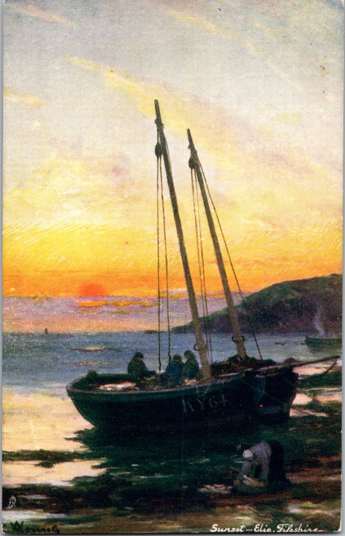 Vintage Postcard Sunset Elie Fifeshire Scotland United Kingdom Unposted