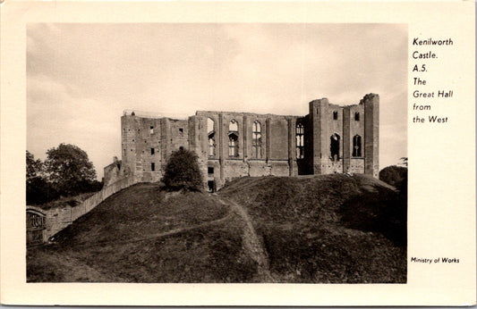 Vintage Postcard The Great Hall From The West Kenilworth Castle England Unposted