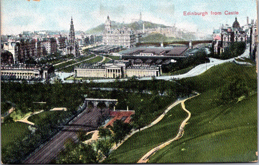 Vintage Postcard View Of Edinburg From Castle Scotland United Kingdom Unposted