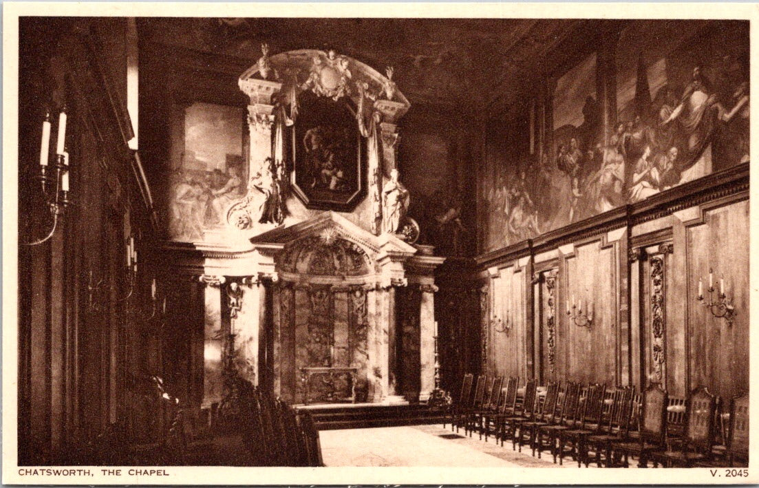 Vintage Postcard Chatsworth The Chapel England United Kingdom Unposted