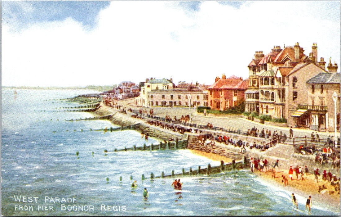 Vintage Postcard Bognor Regis West Parade From The Pier England Unposted