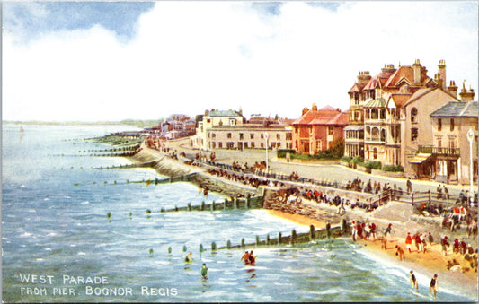 Vintage Postcard Bognor Regis West Parade From The Pier England Unposted