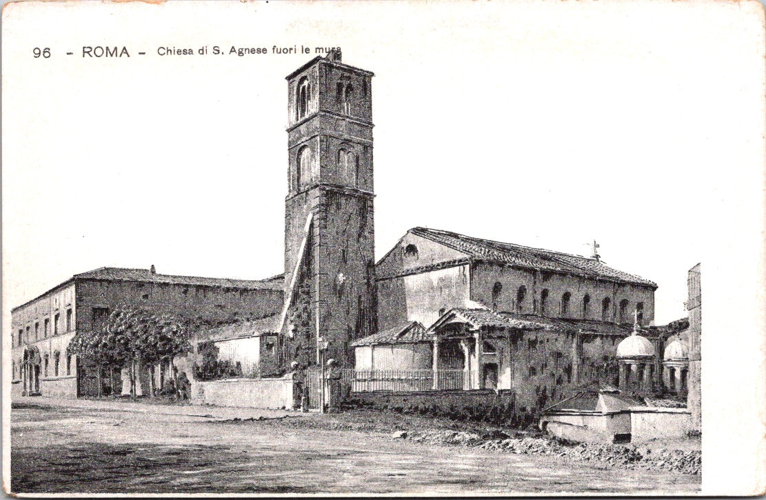 Vintage Postcard The church Of Saint Agnes Fouri Le Mura Rome Italy Unposted