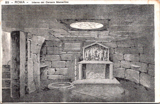 Vintage Postcard Interior Of The Mamertine Prisons Rome Italy Unposted