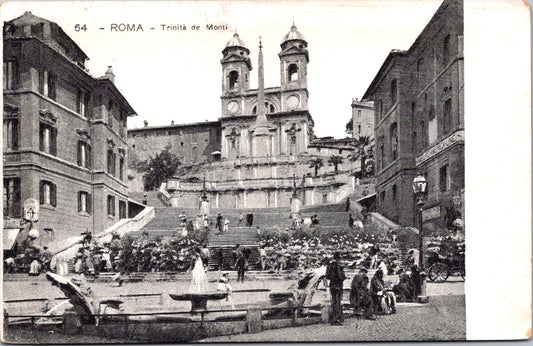 Vintage Postcard Trinità dei Monti Roman Catholic Titular Church Rome Italy