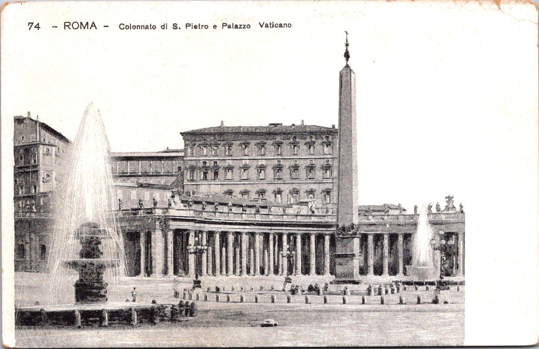 Vintage Postcard Colonnade Of Saint Peter Palace Vatican Rome Italy Unposted