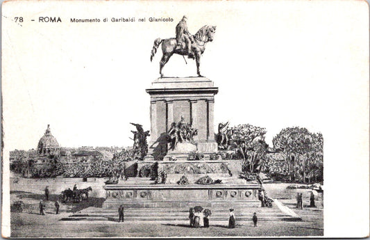 Vintage Postcard Garibaldi Monument In The Janiculumby Emilio Gallori Rome Italy