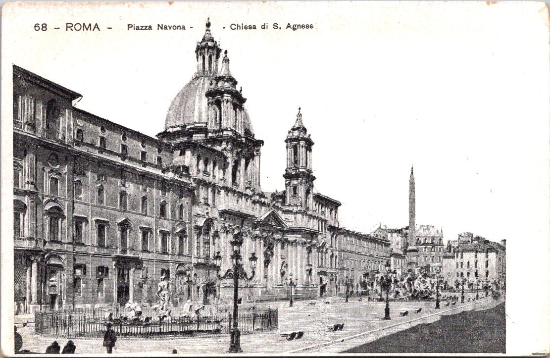 Vintage Postcard Sant'Agnese in Agone Piazza Navona Rome Italy Unposted