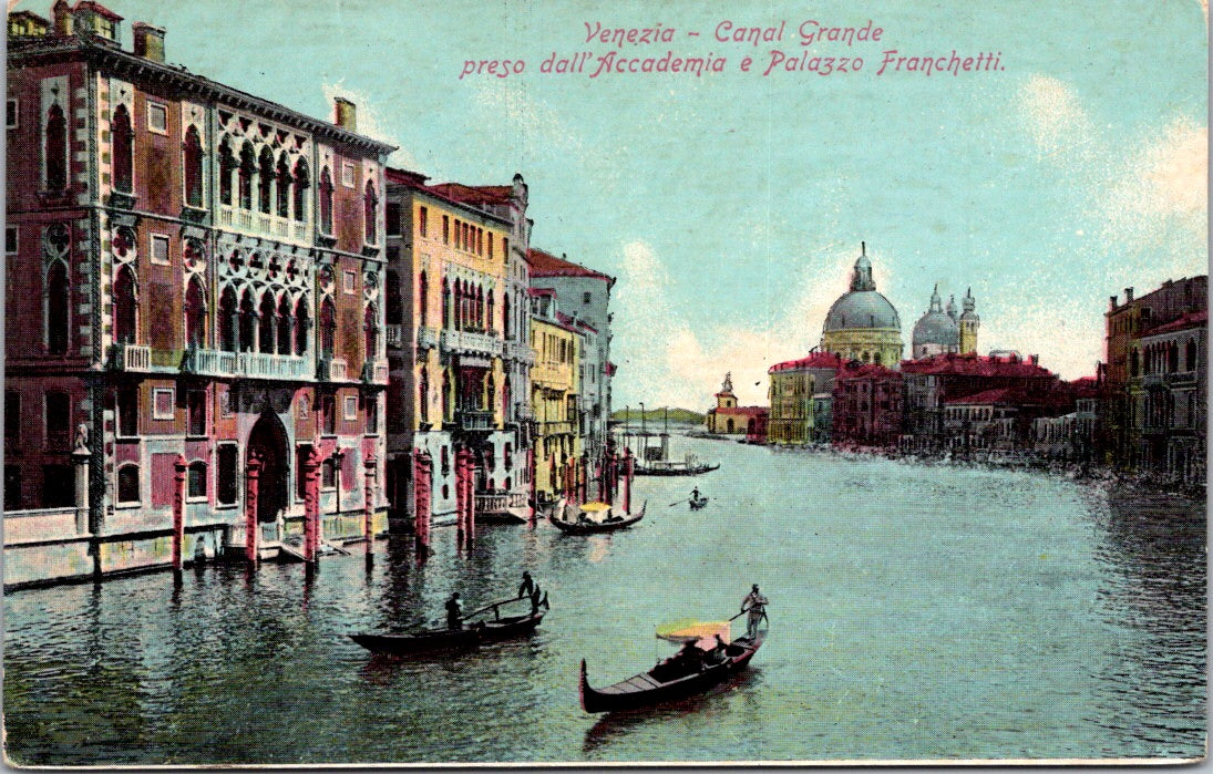 Vintage Postcard Grand Canal Taken From The Academy And Palazzo Franchetti Italy