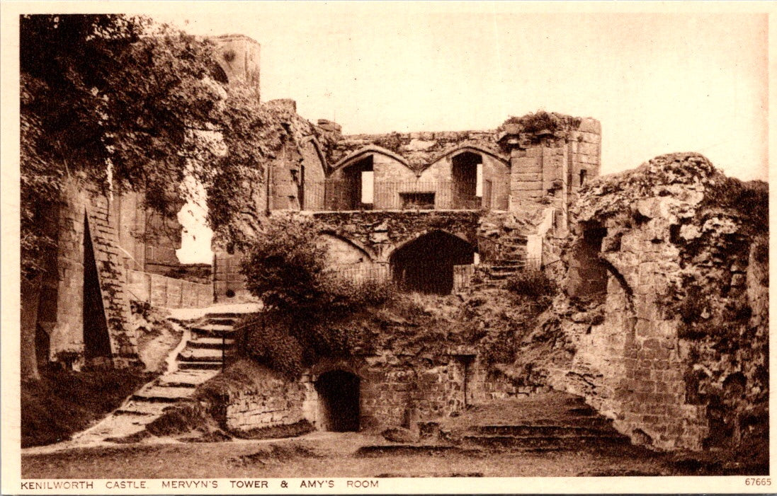 Vintage Postcard Kenilworth Castle Mervyn's Tower And Amy's Room Unposted