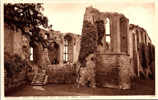 Vintage Postcard Kenilworth Castle Banqueting Hall Showing Oriel Window Unposted