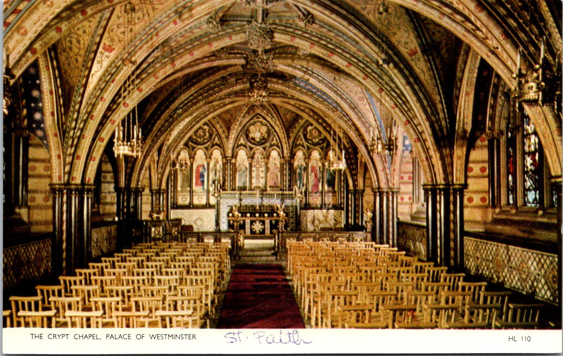 Vintage Postcard The Crypte Chapel Palace Of Westminster London England Unposted