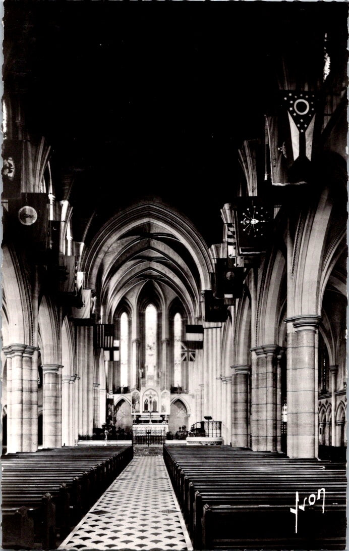 Postcard Grand Nave With State Flags American Cathedral Church Of Holy Trinity