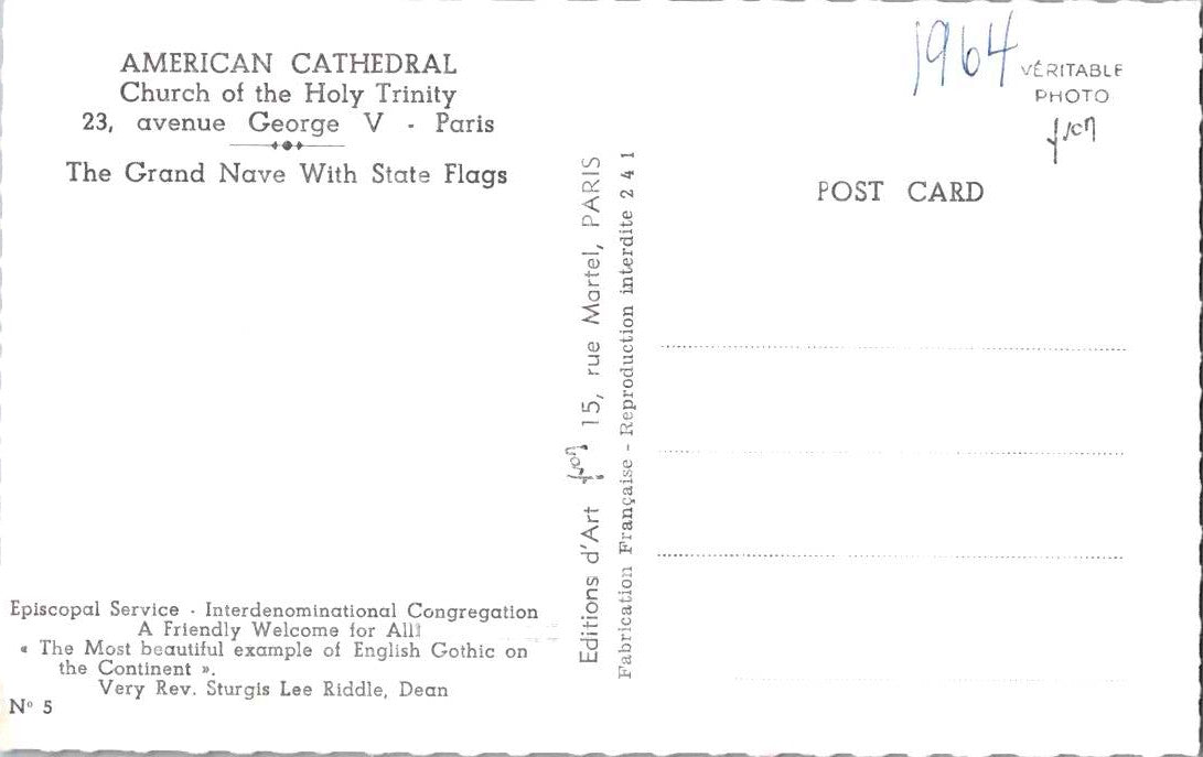 Postcard Grand Nave With State Flags American Cathedral Church Of Holy Trinity