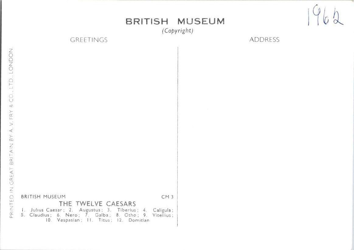 Vintage Postcard The Twelve Caesars British Museum England United Kingdom