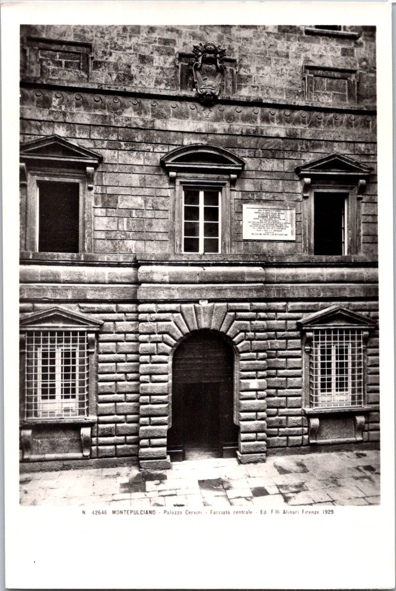 Vintage Postcard Palazzo Cervini Central Facade Montepulciano Italy Unposted