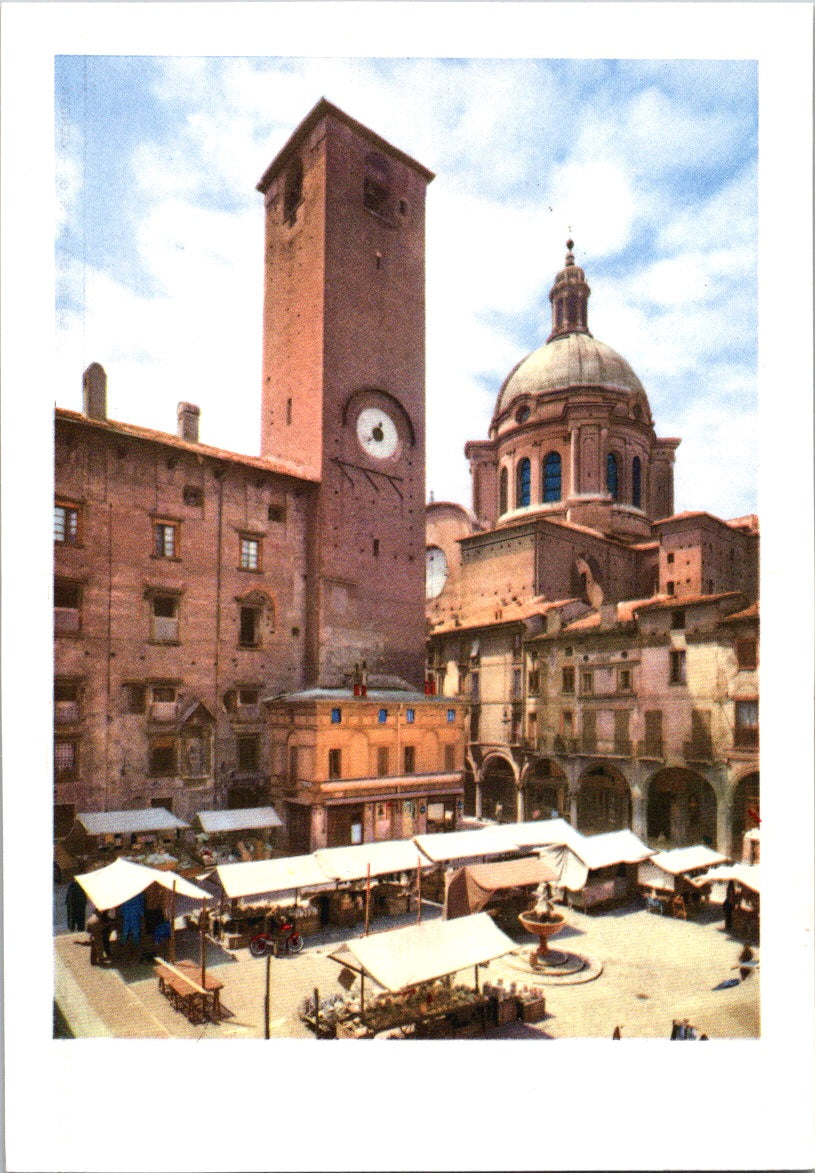 Vintage Postcard Photo Of Piazza Broletto Mantua Italy Unposted