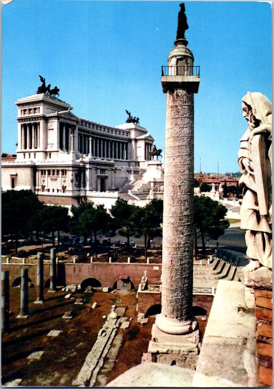 Vintage Postcard Trajan Column And Forum Monument To V.E. Rome Italy Unposted