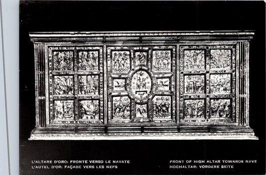 Vintage Postcard Front Of High Altar Towards Nave Basilica di Sant'Ambrogio