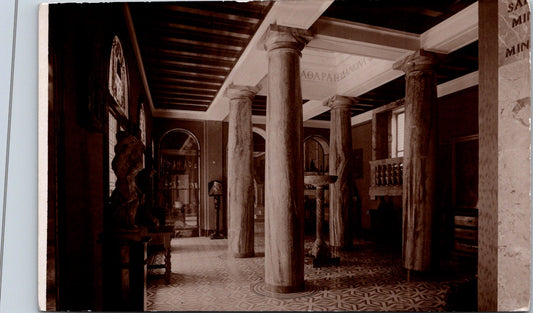 Vintage Postcard Hall Of The Columns On The 1st floor The Biblioteca Ambrosiana